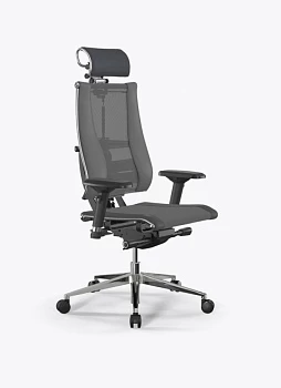 Кресло Метта Y 4D Triumph B2-14D/0995404 (сетка TS YM93 серая/экокожа Infinity Easy Clean темно-серая)