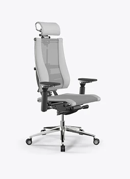Кресло Метта Y 4D Free B2-14D/2952505 (сетка TS YM93 светло-серая/экокожа Infinity Easy Clean белая)