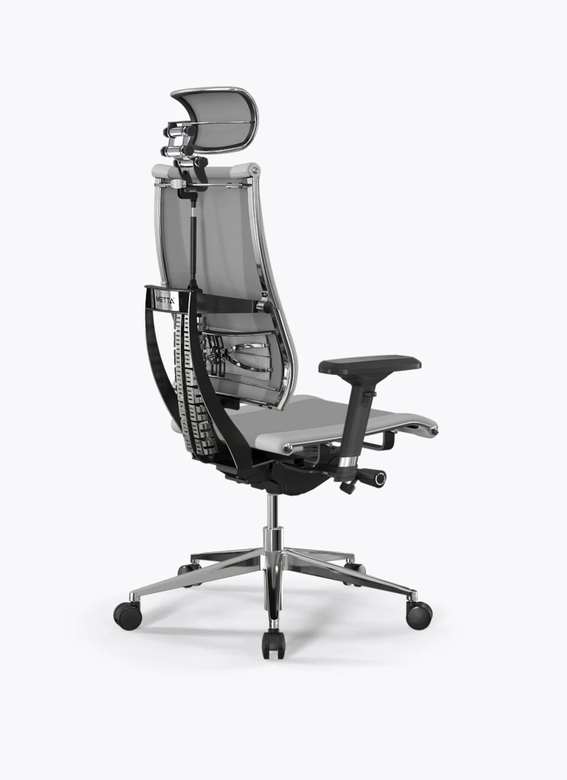 Кресло Метта Y 4D Free B2-14D/0988404 (сетка TS YM93 светло-серая/экокожа Infinity Easy Clean белая)