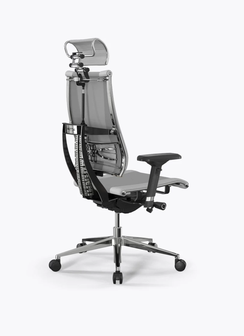 Кресло Метта Y 4D Free B2-14D/0985404 (сетка TS YM93 светло-серая/экокожа Infinity Easy Clean белая)