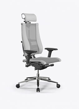 Кресло Метта Y 4D Triumph B2-14D/0985404 (сетка TS YM93 светло-серая/экокожа Infinity Easy Clean белая)