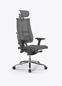 Кресло Метта Y 4D Free B2-14D/0998404 (сетка TS YM93 серая/экокожа Infinity Easy Clean темно-серая)